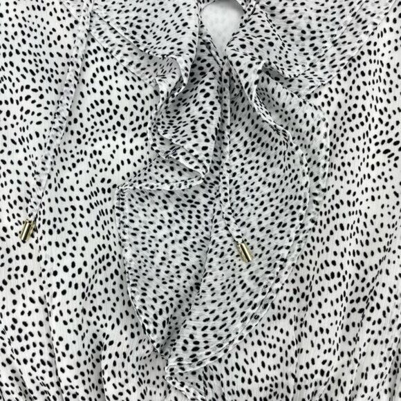 TED BAKER Alyanna Lace Up Ruffle Front Textured Long Sleeve Blouse Top Sz 4 - Picture 7 of 9